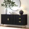 Richmond Ridged Large Sideboard, Matte Black -Daals Shop BSD 108 BLACK scene1