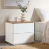 Agnes Curved Edge 2 Drawer Bedside Table -Daals Shop BSD 117 WHITE OAK scene1