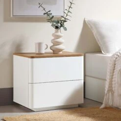 Agnes Curved Edge 2 Drawer Bedside Table