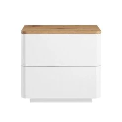 Agnes Curved Edge 2 Drawer Bedside Table -Daals Shop BSD 117 WHITE OAK WB1