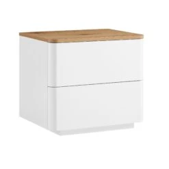 Agnes Curved Edge 2 Drawer Bedside Table -Daals Shop BSD 117 WHITE OAK WB2