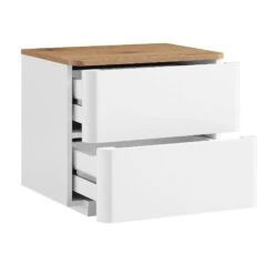 Agnes Curved Edge 2 Drawer Bedside Table -Daals Shop BSD 117 WHITE OAK WB3