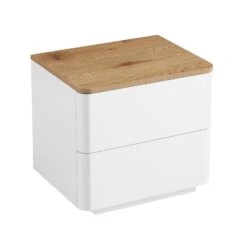 Agnes Curved Edge 2 Drawer Bedside Table -Daals Shop BSD 117 WHITE OAK WB4