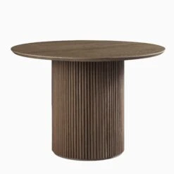 Maru Round Oak Pedestal Dining Table, Silver Oak -Daals Shop BSD 134 SILK WB1