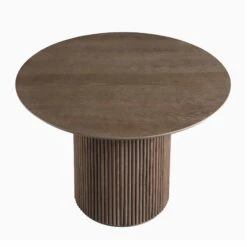 Maru Round Oak Pedestal Dining Table, Silver Oak -Daals Shop BSD 134 SILK WB2