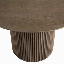 Maru Round Oak Pedestal Dining Table, Silver Oak -Daals Shop BSD 134 SILK detail2