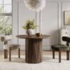 Maru Round Oak Pedestal Dining Table, Silver Oak -Daals Shop BSD 134 SILK main
