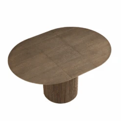 Maru Round 4-6 Seater Extending Oak Pedestal Dining Table, Silver Oak -Daals Shop BSD 135 SILK GIF
