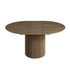 Maru Round 4-6 Seater Extending Oak Pedestal Dining Table, Silver Oak -Daals Shop BSD 135 SILK WB1
