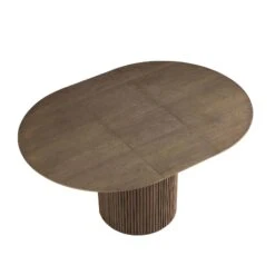 Maru Round 4-6 Seater Extending Oak Pedestal Dining Table, Silver Oak -Daals Shop BSD 135 SILK WB2