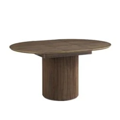 Maru Round 4-6 Seater Extending Oak Pedestal Dining Table, Silver Oak -Daals Shop BSD 135 SILK WB3