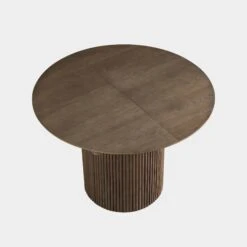 Maru Round 4-6 Seater Extending Oak Pedestal Dining Table, Silver Oak -Daals Shop BSD 135 SILK WB4