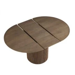Maru Round 4-6 Seater Extending Oak Pedestal Dining Table, Silver Oak -Daals Shop BSD 135 SILK WB6