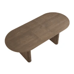 Maru Oval 6-8 Seater Extending Oak Pedestal Dining Table, Silver Oak -Daals Shop BSD 136 SILK GIF