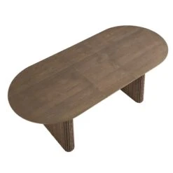 Maru Oval 6-8 Seater Extending Oak Pedestal Dining Table, Silver Oak -Daals Shop BSD 136 SILK WB2