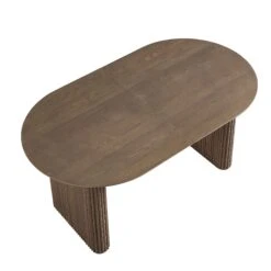 Maru Oval 6-8 Seater Extending Oak Pedestal Dining Table, Silver Oak -Daals Shop BSD 136 SILK WB4