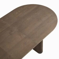 Maru Oval 6-8 Seater Extending Oak Pedestal Dining Table, Silver Oak -Daals Shop BSD 136 SILK detail1