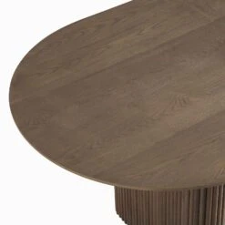 Maru Oval 6-8 Seater Extending Oak Pedestal Dining Table, Silver Oak -Daals Shop BSD 136 SILK detail3