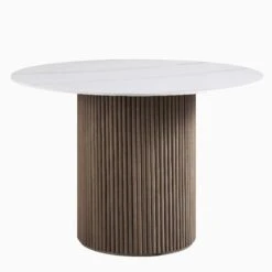 Maru Ceramic Top Silver Oak Pedestal Round Dining Table 13 Maru Ceramic Top Silver Oak Pedestal Round Dining Table -Daals Shop BSD 137 SILK WB1