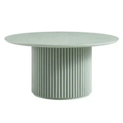 Maru Round Oak Pedestal Coffee Table, Sage Green -Daals Shop BSD 138 SAGE WB1