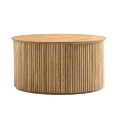 Maru Oak Round Coffee Table With Storage, Oak -Daals Shop BSD 140 OAK WB1
