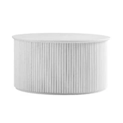 Maru Oak Round Coffee Table With Storage, Washed White -Daals Shop BSD 140 WHITE WB1