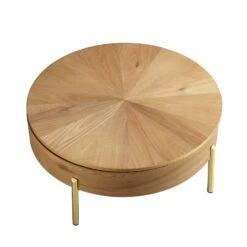 Bohdi Oak Round Rotating Coffee Table -Daals Shop BSD 141 OAK WB1