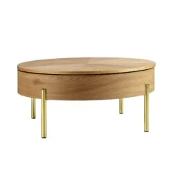 Bohdi Oak Round Rotating Coffee Table -Daals Shop BSD 141 OAK WB2