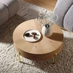 Bohdi Oak Round Rotating Coffee Table -Daals Shop BSD 141 OAK scene2