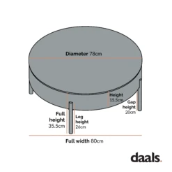 Bohdi Oak Round Rotating Coffee Table -Daals Shop BSD 141 dimension