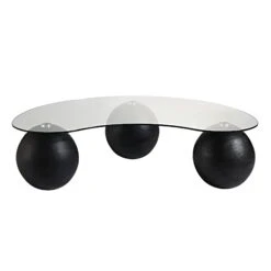 Sveti Curved Glass Coffee Table, Black -Daals Shop BSD 142 BLACK WB1
