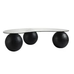 Sveti Curved Glass Coffee Table, Black -Daals Shop BSD 142 BLACK WB4