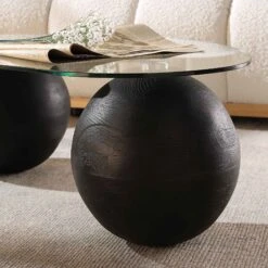 Sveti Curved Glass Coffee Table, Black -Daals Shop BSD 142 BLACK scene2