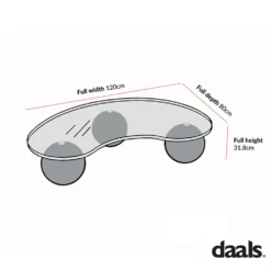 Sveti Curved Glass Coffee Table, Natural -Daals Shop BSD 142 dimension