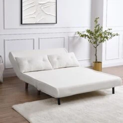 Algo Sofabed With Cushions In Beige Teddy Fabric 2 Seater -Daals Shop D021B BEIGE TEDDY scene3