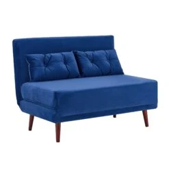 Algo 2-Seater Small Double Folding Sofabed In Blue Velvet -Daals Shop D021B BLUEVEL 2 95c2eb97 1ffb 45e3 99b4 58a127479e31