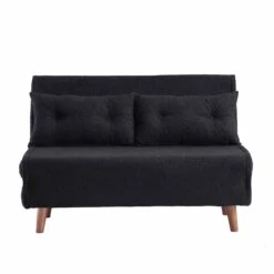 Algo Sofabed With Cushions In Charcoal Teddy Fabric 2 Seater -Daals Shop D021B CHARCOAL TEDDY WB1