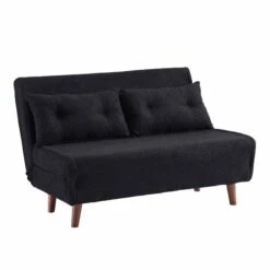 Algo Sofabed With Cushions In Charcoal Teddy Fabric 2 Seater -Daals Shop D021B CHARCOAL TEDDY WB2