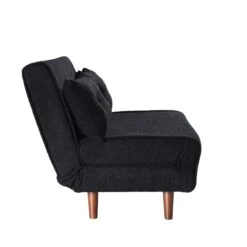 Algo Sofabed With Cushions In Charcoal Teddy Fabric 2 Seater -Daals Shop D021B CHARCOAL TEDDY WB3