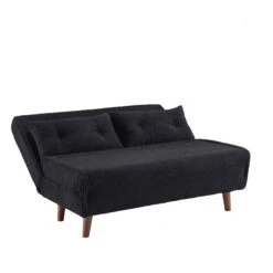 Algo Sofabed With Cushions In Charcoal Teddy Fabric 2 Seater -Daals Shop D021B CHARCOAL TEDDY WB4