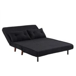 Algo Sofabed With Cushions In Charcoal Teddy Fabric 2 Seater -Daals Shop D021B CHARCOAL TEDDY WB5