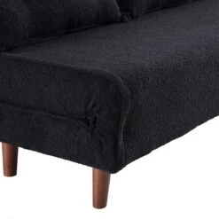 Algo Sofabed With Cushions In Charcoal Teddy Fabric 2 Seater -Daals Shop D021B CHARCOAL TEDDY detail2