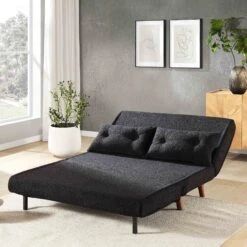 Algo Sofabed With Cushions In Charcoal Teddy Fabric 2 Seater -Daals Shop D021B CHARCOAL TEDDY scene2