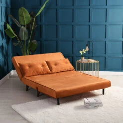 Algo Sofabed With Cushions In Orange Velvet 2 Seater -Daals Shop D021B ORANGEVEL scene2