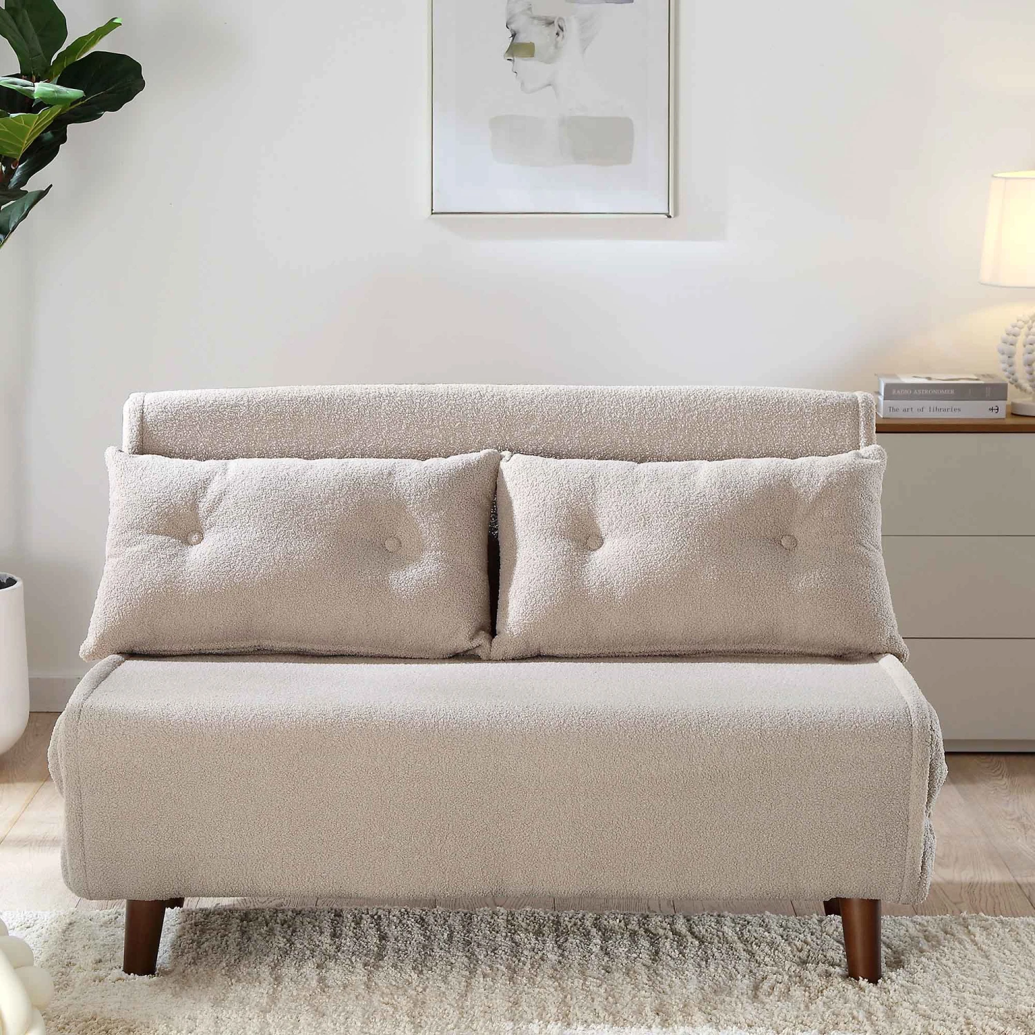 Algo Sofabed With Cushions In Taupe Teddy Fabric 2 Seater 4 Algo Sofabed With Cushions In Taupe Teddy Fabric 2 Seater - Image 2
