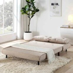Algo Sofabed With Cushions In Taupe Teddy Fabric 2 Seater 21 Algo Sofabed With Cushions In Taupe Teddy Fabric 2 Seater -Daals Shop D021B TAUPE TEDDY scene3