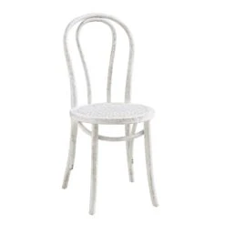 Camille Elm Wood And Rattan Bentwood Dining Chair, Distressed White -Daals Shop DCH 002 WASHWHITE WB1