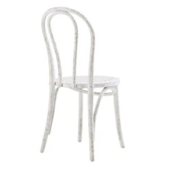 Camille Elm Wood And Rattan Bentwood Dining Chair, Distressed White -Daals Shop DCH 002 WASHWHITE WB5
