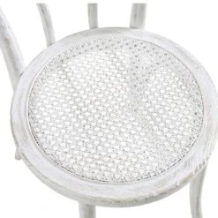 Camille Elm Wood And Rattan Bentwood Dining Chair, Distressed White -Daals Shop DCH 002 WASHWHITE detail1