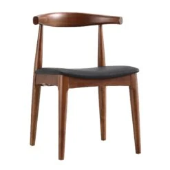 Arley Set Of 2 Beech Wood Dining Chairs, Walnut And Black -Daals Shop DCH 007 WALNUT BLACKPU 2P WB2